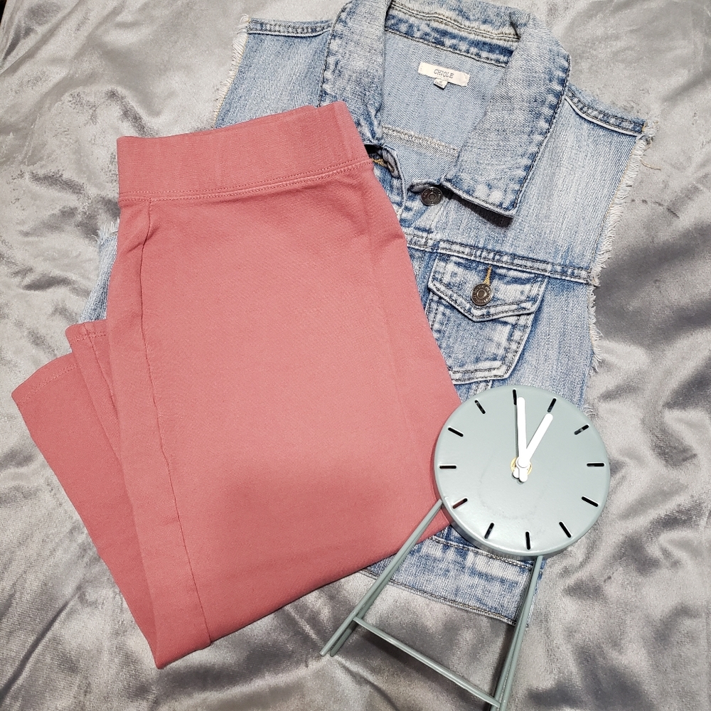 Rose blush midi pencil skirt